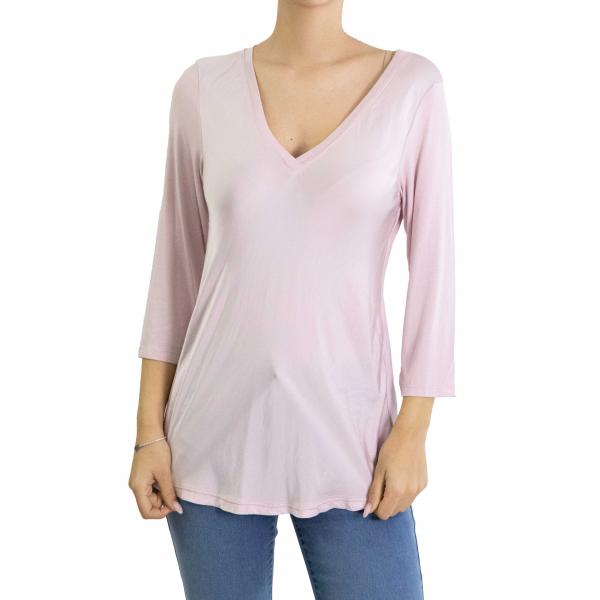 Maglia con scollo a V manica 3/4 tinta unita 
